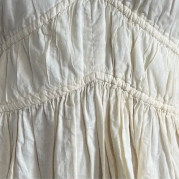 NWOT TORY BURCH Sleeveless Tie Top Smocked Peplum Ivory Shirt Blouse Size 14 - Picture 7 of 15